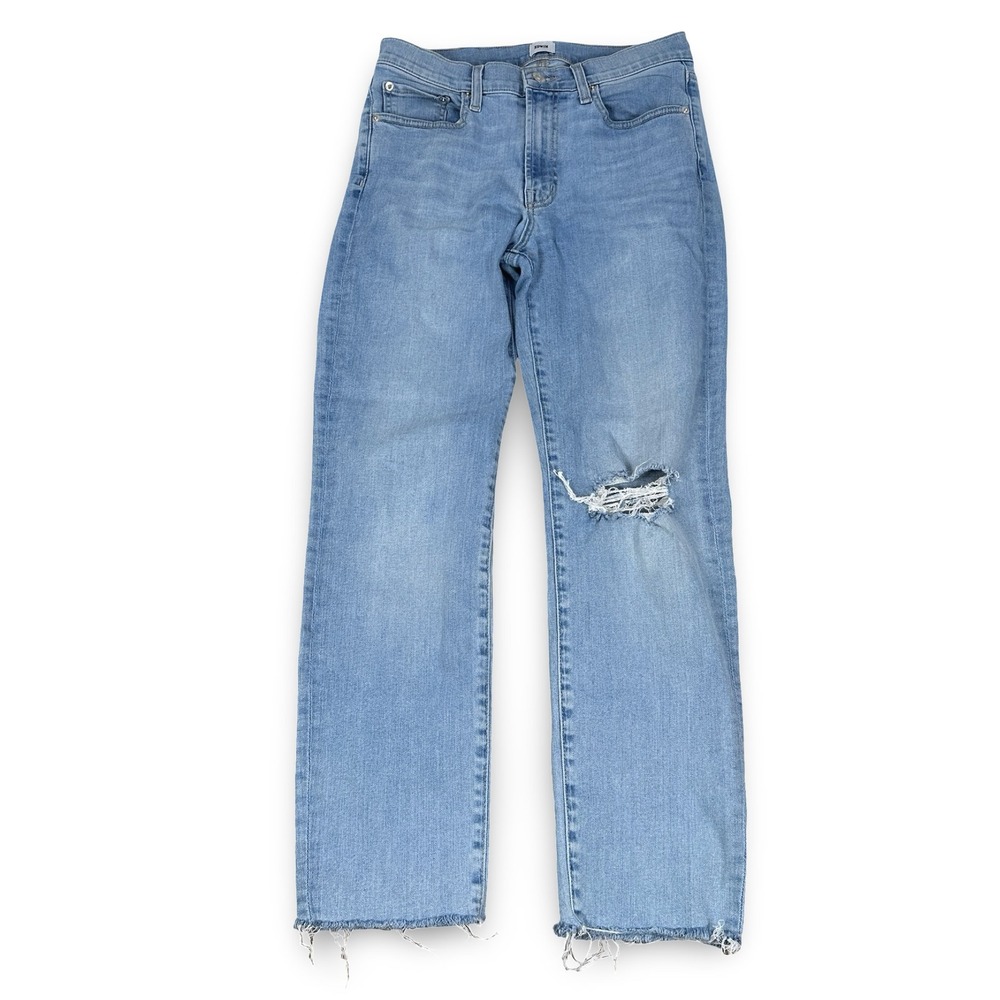 Edwin Women Light Wash Distressed Straight Leg Jeans Size 27 Frayed Hem